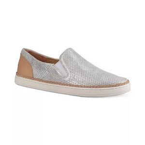 UGG Women's Adley Perf Sneakers size 7.5 Silver Suede Leather Perforated Slip On